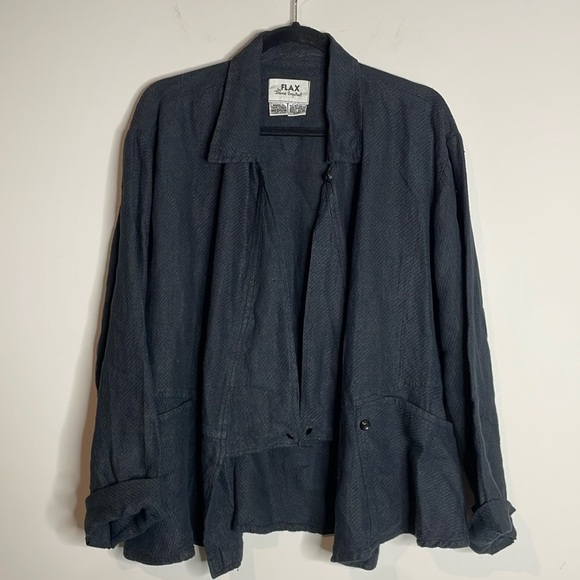 FLAX | Women’s Black 100% Linen Jacket Size Medium - Picture 1 of 6